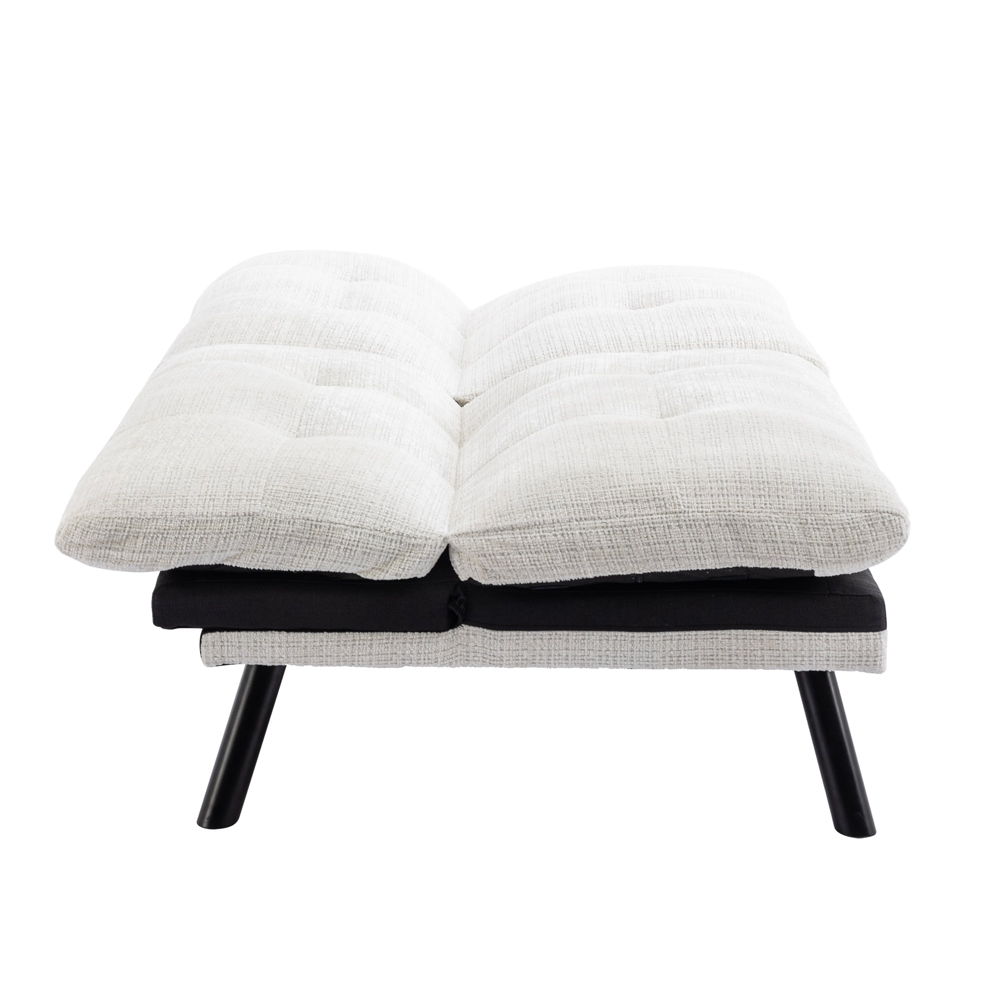 Kadyn Convertible Sofa Bed, Loveseat Futon Bed with Metal Legs, Adjustable Lounge Couch for Compact Living Space Chenille, Cream White Kadyn Convertible Sofa Bed, Loveseat Futon Bed with Metal Legs, Adjustable Lounge Couch for Compact Living Space Chenille, Cream White