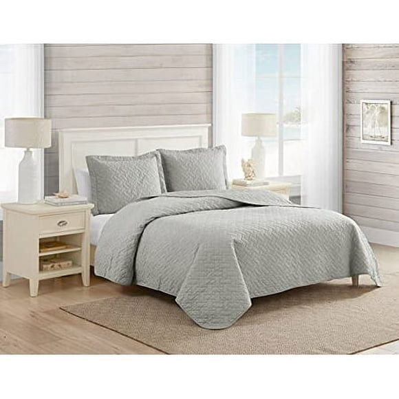 Tommy Bahama Chevron Quilt Set, Twin, Pelican Gray