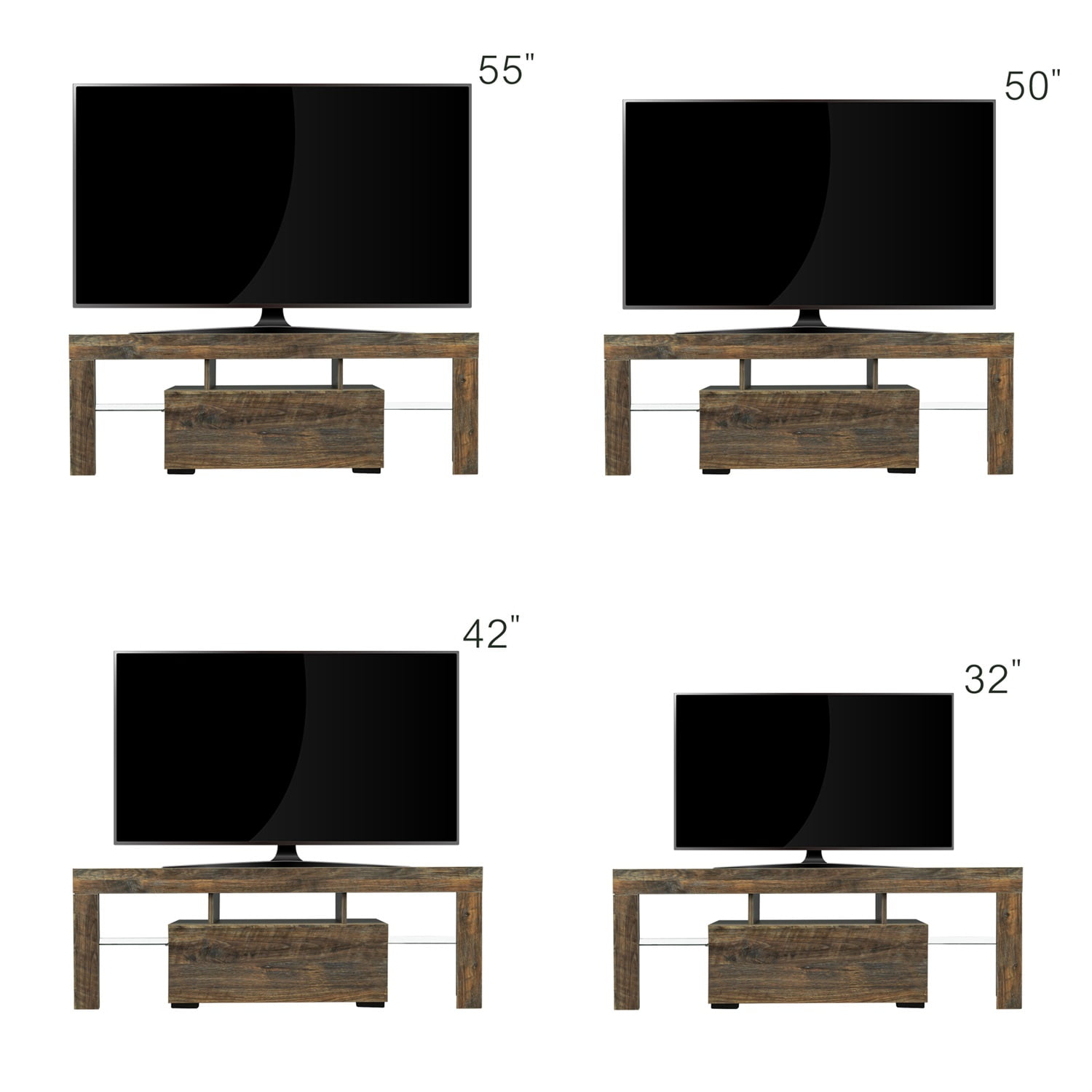 Kadyn LED Tv Stand for 55" Tv, Farmhouse Entertainment Center with LED Lights, Tv Console for Home, Espresso Kadyn LED Tv Stand for 55" Tv, Farmhouse Entertainment Center with LED Lights, Tv Console for Home, Espresso