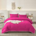 thumbnail image 2 of DNG Luxury 1 Piece Pom Pom Plain Pattern Comforter Set, 800 Thread Count, 100% Egyptian Cotton, White Vintage Pom-Pom Fringe Super Soft (Twin/Twin XL Size Hot Pink Color), 2 of 9