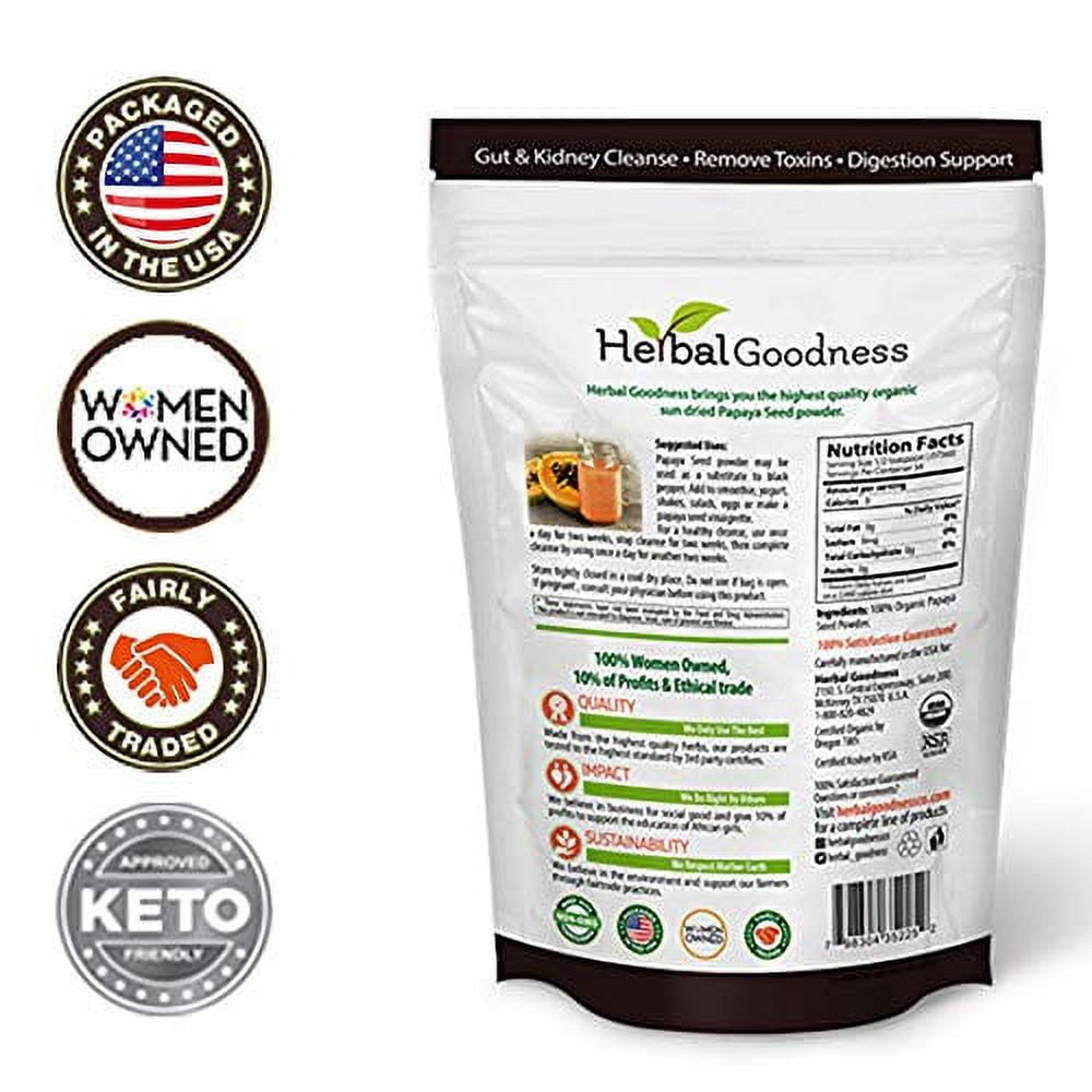 Papaya Seed Powder - Digestive Enzymes, Guts Health, Kidney and Detox Cleanse, 4oz, Herbal Goodness