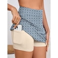 thumbnail image 2 of Chiclily Women's 2-in-1 High Waisted Tennis Skort with Pockets, Athletic Golf Skirt with Built-in Shorts, Geometric Blue, Size 2XL, 2 of 6