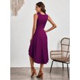 thumbnail image 2 of Elegant stylish sleeveless solid color A-line pleated dress, 2 of 5