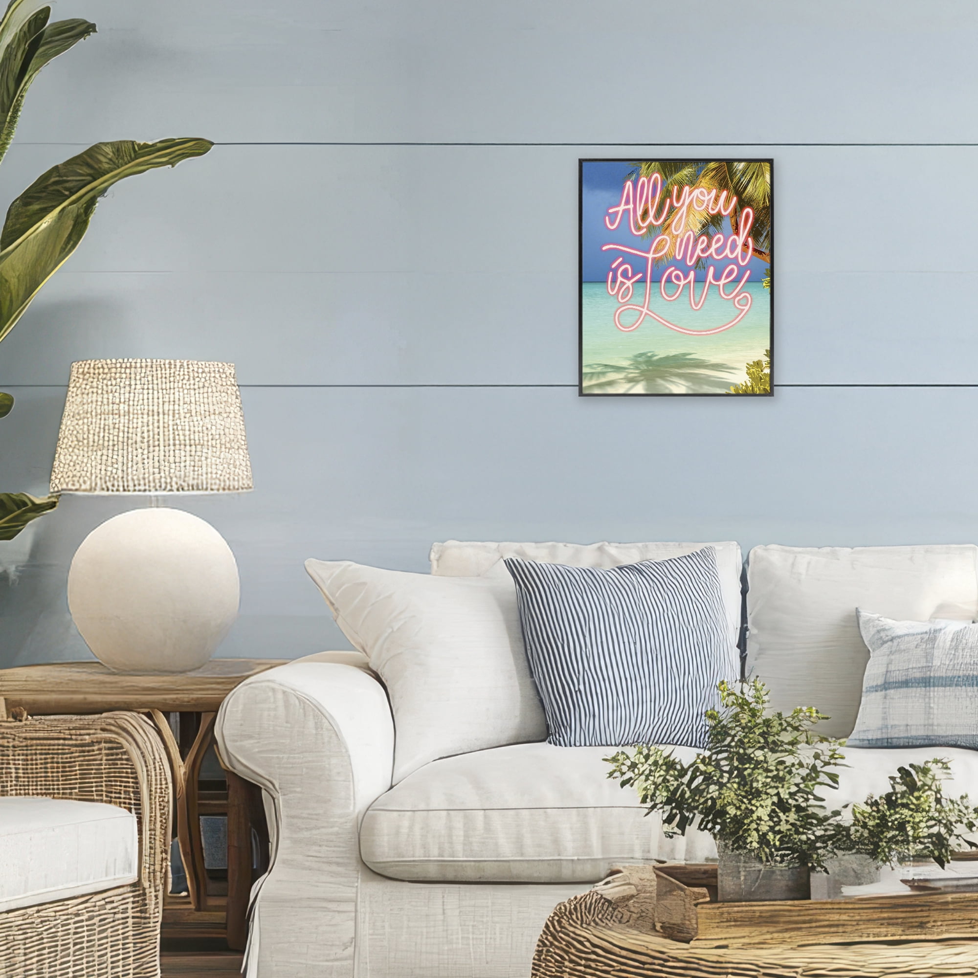 Stupell Industries Tropical All You Need Is Love Black Framed Giclee Art, design by Amber Sterling