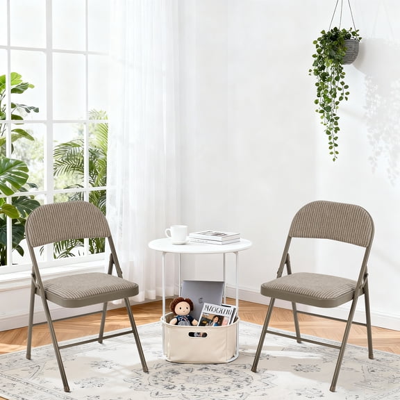 Gianna 2-Pack Folding Chairs, Padded Fabric Dining Chairs with Cushioned Seat and Back for Indoor or Outdoor Use, Home, Office, Events & Parties