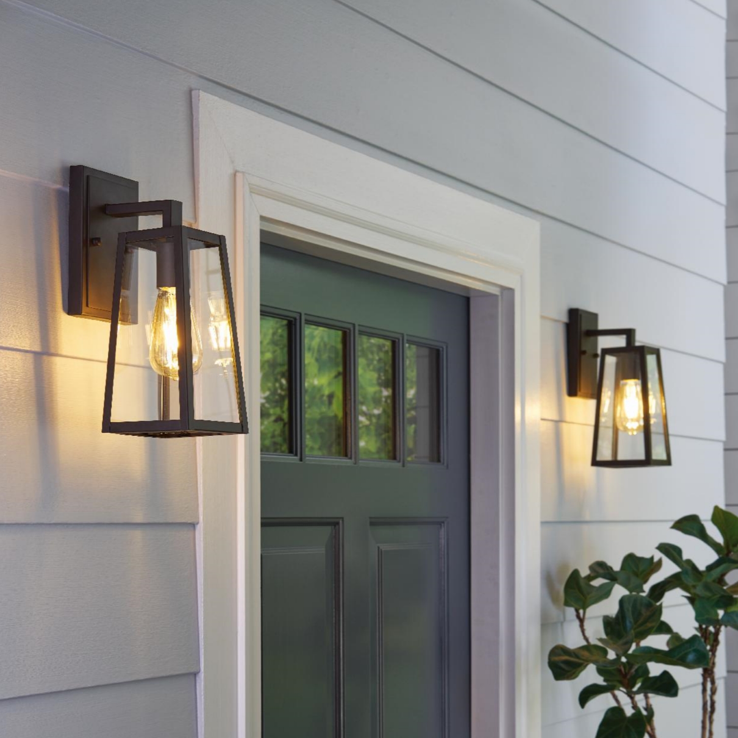 Better Homes & Gardens 12.5"H Bronze Classic Outdoor Wall Light, Glass Shade, ST19 LED Bulb Included