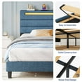 thumbnail image 6 of Greenstell Queen Size Bed Frame with Upholstered Storage Headboard and LED Light, Bed Platform with Charging Station, USB Ports, Under-bed Storage, Blue, 6 of 8