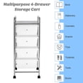 thumbnail image 5 of Giantex 4-Drawer Rolling Storage Cart, Utility Cart w/Lockable Casters & Metal Frame, Mobile Storage Organizer, Trolley Cart for Office School, White, 5 of 10