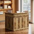 thumbnail image 5 of Finmind L-Shaped Reception Desk with Storage Shelves, Modern Front Counter Table for Office, Salon, Checkout Office, Brown, 5 of 8