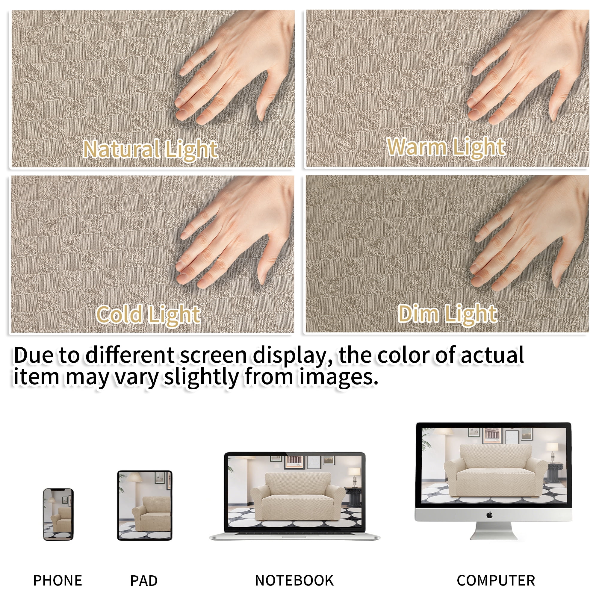 JIATER 1-Piece Sofa Cover Stretch Couch Cover Washable Sofa Slipcover Furniture Protector for Loveseat Sofa,Khaki
