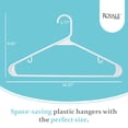 thumbnail image 2 of ROYALE Plastic Hangers 60 Pack - White Plastic Hangers - Clothes Hanger with Hooks – Heavy Duty Space Saving Coat Hangers Ideal for Everyday Use for Tops, Skirt, Dress, Shirts, Pants (60 Pack, White), 2 of 9