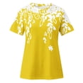 thumbnail image 4 of Camisas de Manga Corta para las Mujeres Impresión Cuello Redondo Suéter Encaje Camisa, Blusa de Verano Casual para las Mujeres, 4 of 4