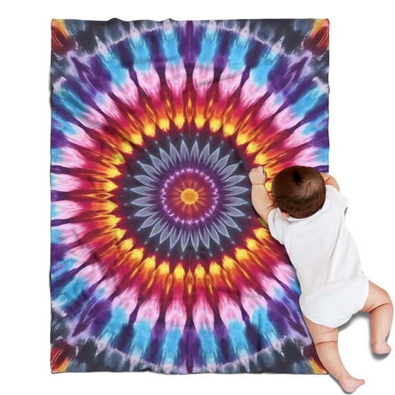 Colorful Rainbow Tie Dye Spiral Pattern Blanket,Comfortable Soft Flannel Throw Blanket,All Season,Warm Lightweight Blankets for Sofa Bed Couch Living Room Chair,30"x40"
