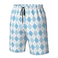 thumbnail image 5 of Naloa Blue and White Squares Men's Beach Shorts, Surfing shorts, Swim trunks, Quick Dry Swim Trunks for Surfing Beach Fun - Medium, 5 of 9