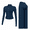 Navy Blue, variant on Women's Polka Dot Workout Outfit Set, Zip Up Stand Collar Jacket & High Waist Flared Pants 2 Piece Yoga Tracksuit