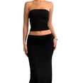 thumbnail image 3 of Musuos Women Summer Black Skirt Set Lace Trim Strapless Tube Top and Long Pencil Skirt 2 Piece Outfits Streetwear, 3 of 7