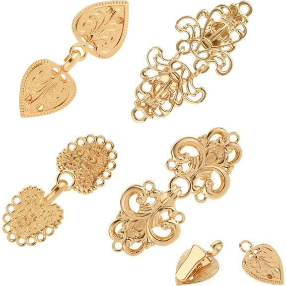 4 Pcs Vintage Dress Clips Back Cinch Collar Clasp Sweater Scarf Clips (Gold)