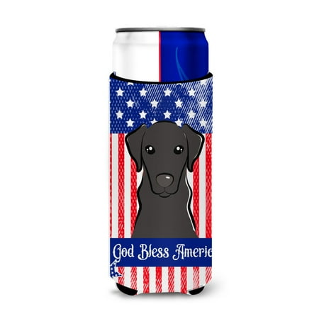 

Carolines Treasures BB2165MUK God Bless American Flag with Black Labrador Michelob Ultra beverage Insulator for slim