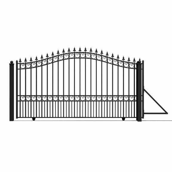 ALEKO Steel Single Sliding 12 x 6 ft Black Driveway Gate London Style