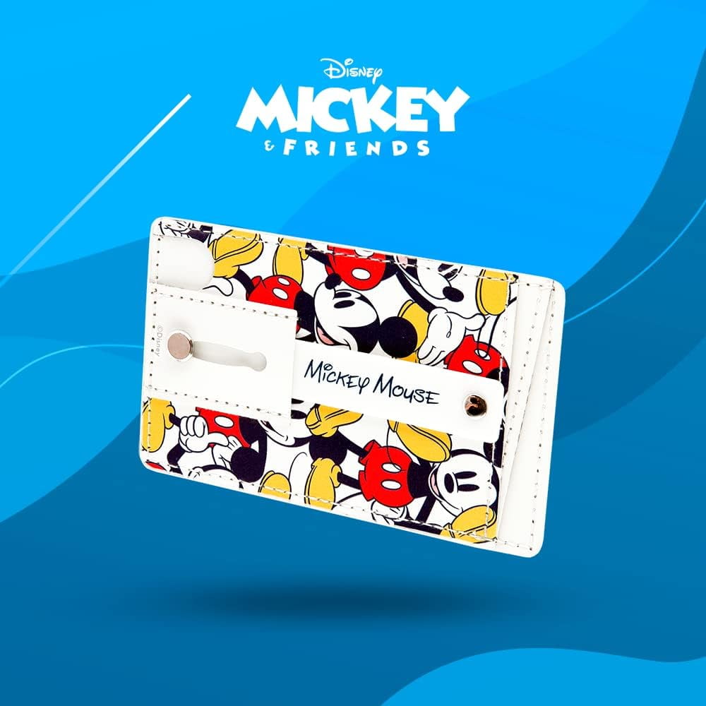 Disney Mickey and Friends Phone Wallet Stick On Adhesive iPhone Holder with Finger Strap Black Walmart