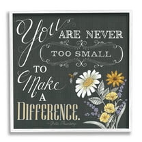 Never Too Small Make A Difference Florals Botanical & Floral Graphic Art White Framed Art Print Wall Art
