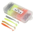 thumbnail image 1 of Leurres de Pêche Souples Kit, Queue en T Artificielle Appât Souple Portable PVC Extensible Élastique Réutilisable avec Crank Hameçons en Acier Inoxydable pour Pêche au Bar 6cm,5cm, 1 of 7