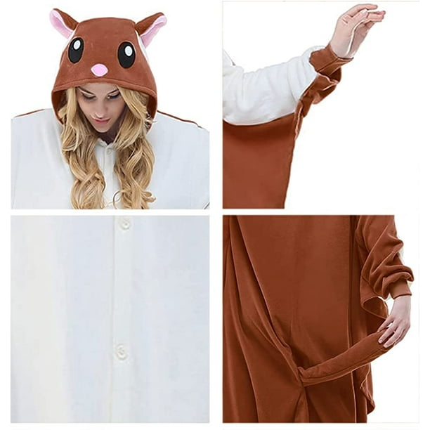 Unisex Adult Kid Flying Squirrel Pajamas- Plush One Piece Costume 