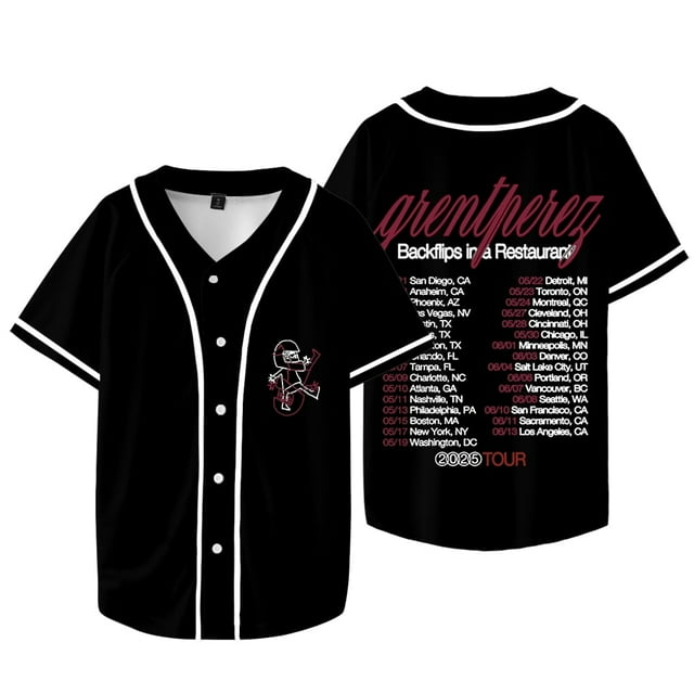 Grentperez Backflips In A Restaurant Tour Veste de Baseball Tee Unisexe Col en V Manches Courtes T-Shirts