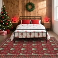 thumbnail image 4 of Haperlare 6'x9' Christmas Area Rug Washable Rug, Non Slip Stain-Resistant Rug Christmas Tree & Floral Print Indoor Carpet for Living Room Bedroom Home Decor, Red, 4 of 8