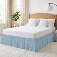 thumbnail image 3 of Light Blue Bed Skirt King Size 16 Inch Drop, Abstract Modern Farmhouse Solid Color Adjustable Elastic Dust Ruffles Bedskirt for King Bed Wrap Around Pleated Mattress Frame Cover, 3 of 9