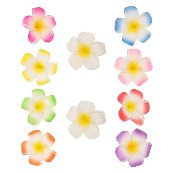 Topbathy 10Pcs Hawaiian Flower Hair Clips Soft Eva Foam Plumeria Hairpins for Decor