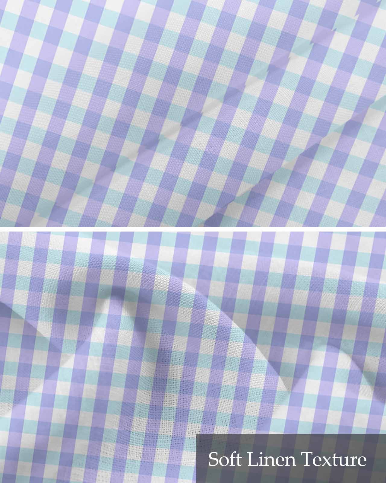 Blue Grid Kitchen Valances for Windows Farmhouse Linen Window Valance Curtain for Living Room Window Treatment Checkered Plaid Gingham Lattice Trellis Print Valance Rod Pocket Topper, 54 x 18 Inch
