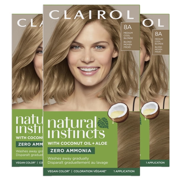 Tinte para el cabello Clairol Natural Instincts 8A Medium Cool Blonde x3