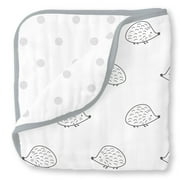 Swaddledesigns 4-Layer Muslin Luxe Blanket, Cuddle And Dream, Black Hedgehog And French Dots