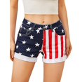 thumbnail image 2 of OIUUAK Women's Cut Off Denim Jean Shorts Ripped Distressed American Flag Shorts Women Stretchy Casual Summer Shorts, womens shorts casual,shorts for women dressy casual, 2 of 2
