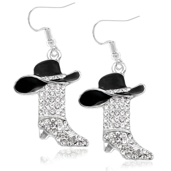 DESIGNICE Rhinestone Western Boots Earrings Cowgirl Cowboy Enamel Hat Bohemian Rodeo Boot Drop Dangle Earrings for Women