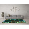 thumbnail image 3 of Ahgly Company Machine Washable Indoor Rectangle Oriental Turquoise Blue Modern Area Rugs, 2' x 4', 3 of 4