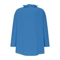 thumbnail image 3 of KyCheLot Cotton Linen Shirts for Women V Neck Summer 3/4 Length Sleeve Solid Color Tops Trendy Ruffle Trim Shirts, 3 of 5