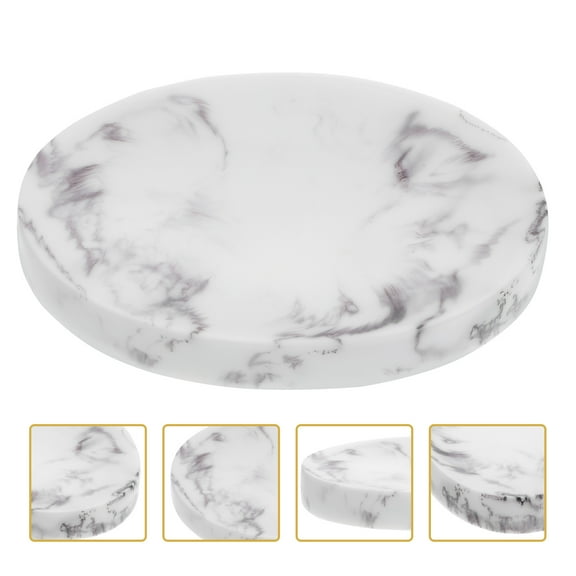Soimiss Decorative Soap Dish White Marble Square Storage for Household Users 1Pack