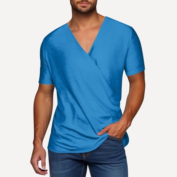 V Neck T Shirts for Men Short Sleeve Tees Tops Mens Casual Solid Color Pullover Breathable Basic Loungewear Streetwear Tshirts Shirt