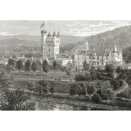 Janelle Green Balmoral Castle Aberdeenshire Scotland Seen From The River Dee From The Book Scottish Pictures Drawn With Pen And Pencil By Samuel G Green Published 1886 Canvas Art - Ken Welsh Design Pics (17 x 12) ()