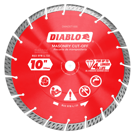 UPC: 0008925155089 | Diablo-DMADST1000 10in. Diamond Segmented Turbo Cut-Off Discs for Masonry
