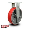 thumbnail image 2 of 12 Inch Extra Heavy Duty Red Poly on Cast Iron Wheel Rigid Top Plate Caster, 2 of 2