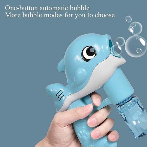Pistola Automática De Burbujas Para Niños - Con Luces LED, Funciona Con 4 Pilas AA, Ideal Para Fiestas Y Exteriores (Azul)
