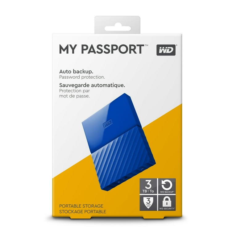 WD 3TB My Passport Portable External Hard Drive, Blue