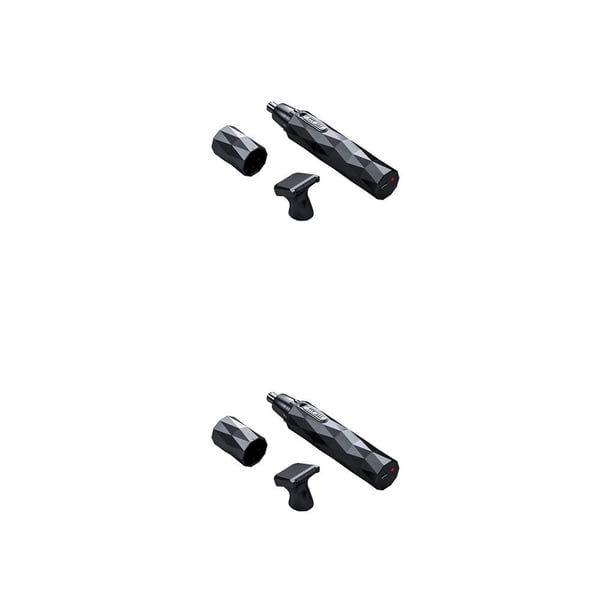 Seitruly Recortador de pelo para nariz y orejas, rebanador de acero inoxidable, esmerilado, silencioso, para correr, lavable, removedor de Control de 2 cabezas negras. 2piezas Seitruly CBP375706