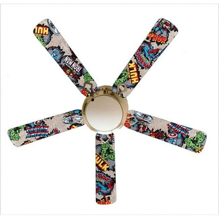888 Cool Fans F52-0001064 52 in. Marvel Avengers Super Heroes 5-Blades White Ceiling Fan with Lamp