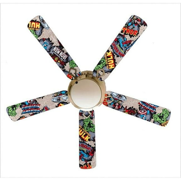 888 Cool Fans F52-0001064 52 in. Marvel Avengers Super Heroes 5-Blades White Ceiling Fan with Lamp