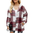 thumbnail image 1 of Cárdigan para mujer, sudadera elegante informal de Otoño Invierno, franjas de diferente color a cuadros, sudadera informal con capucha para mujer, 1 of 6