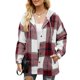 thumbnail image 1 of Cárdigan para mujer, sudadera elegante informal de Otoño Invierno, franjas de diferente color a cuadros, sudadera informal con capucha para mujer, 1 of 6